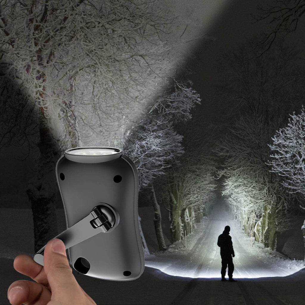 Crank Flashlight, Emergency Rechargeable LED Flashlight, Portable Camping Light, Self Powered Rechargeable Flashlight for Outdoor Mountaineering Backpack Hiking As Show Black