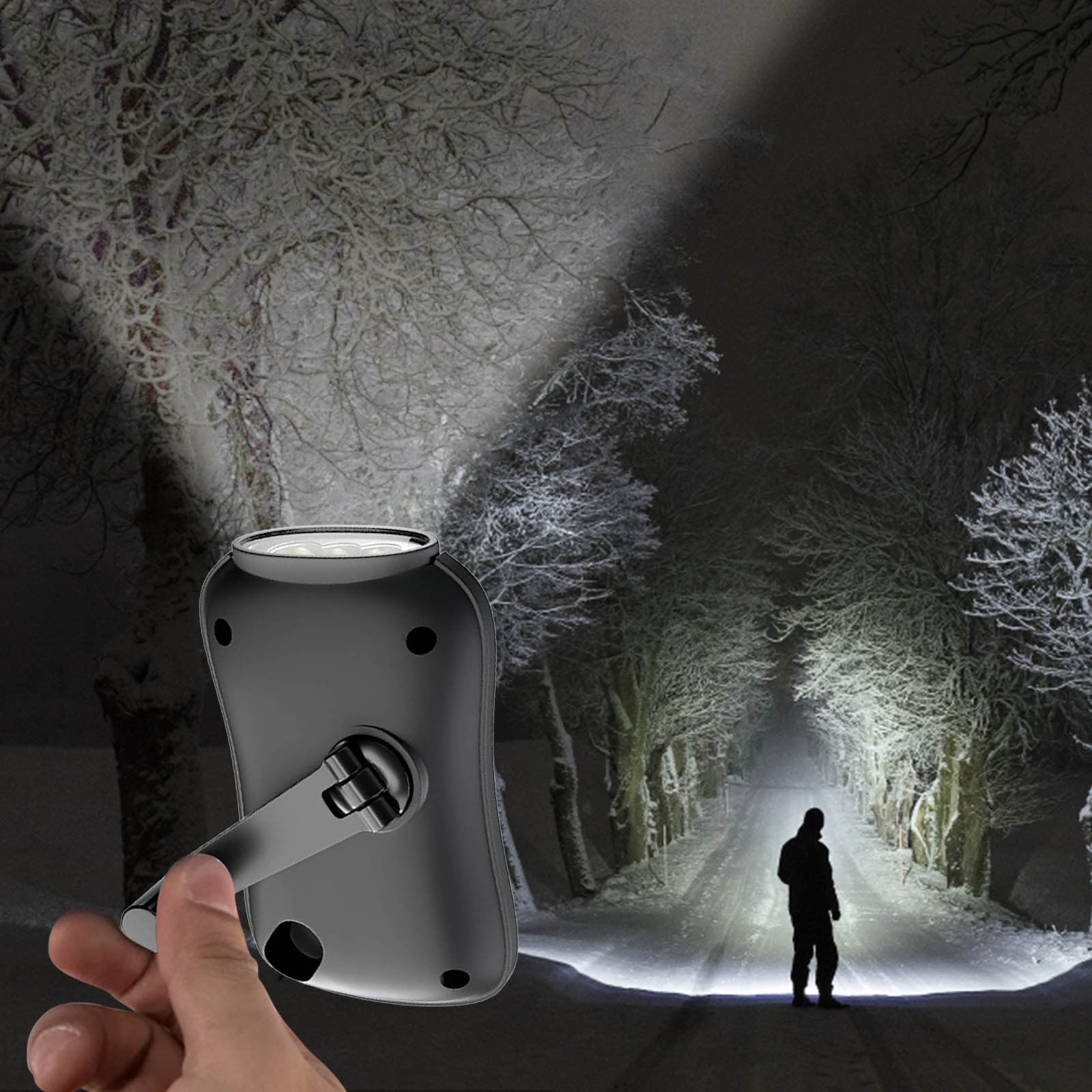Crank Flashlight, Emergency Rechargeable LED Flashlight, Portable Camping Light, Self Powered Rechargeable Flashlight for Outdoor Mountaineering Backpack Hiking As Show white