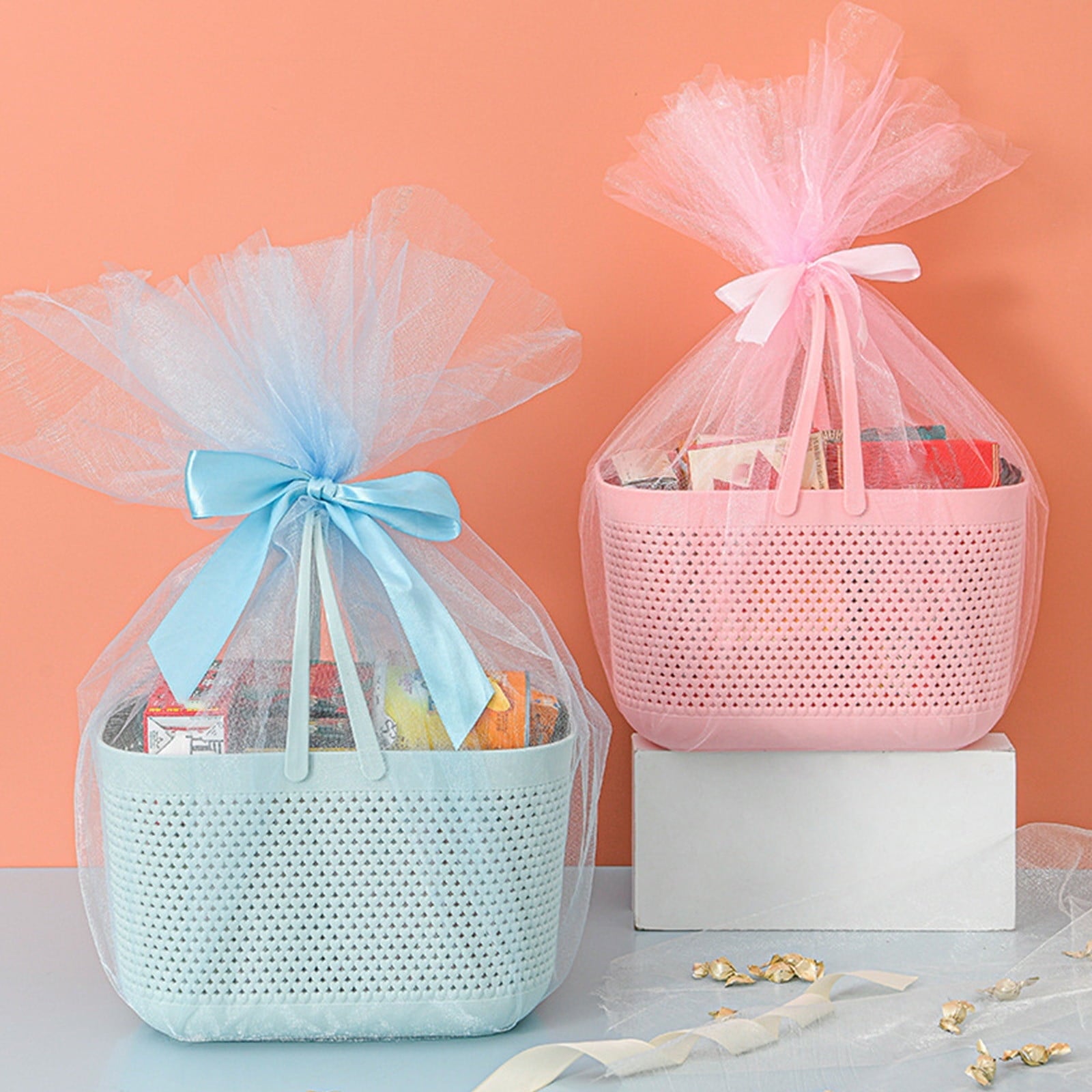 Portable Shower Tote Plastic Storage Basket with Handle Box Organizer Bin for Bathroom, Pantry, Kitchen, College Dorm (11.22×7.09×7.09 inch) As Show Green