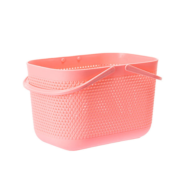 Portable Shower Tote Plastic Storage Basket with Handle Box Organizer Bin for Bathroom, Pantry, Kitchen, College Dorm (11.22×7.09×7.09 inch) 11.22
