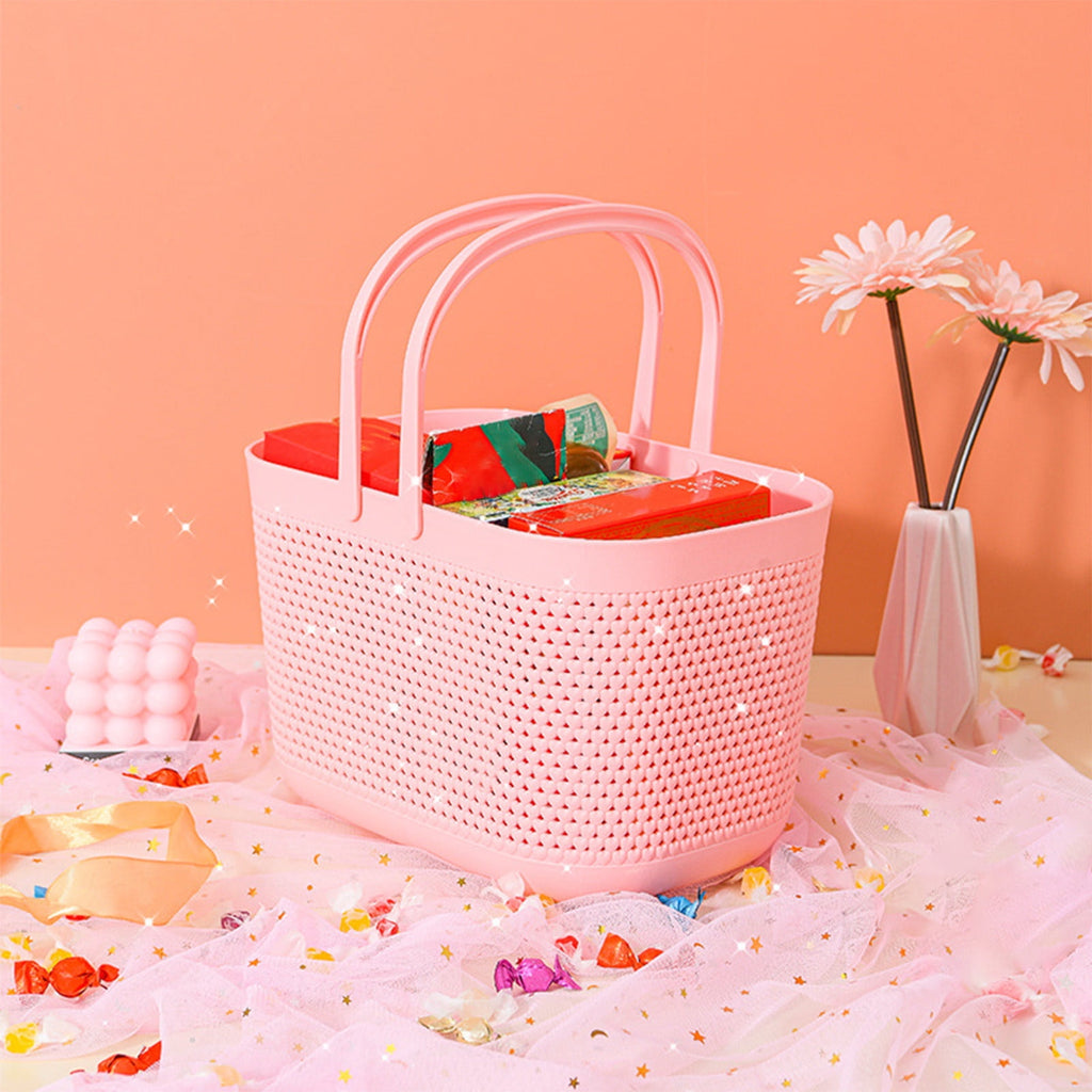 Portable Shower Tote Plastic Storage Basket with Handle Box Organizer Bin for Bathroom, Pantry, Kitchen, College Dorm (11.22×7.09×7.09 inch) 11.22" x 7.09" x 7.09" Orange