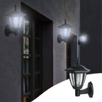 Solar Powered Wall Lanterns Outdoor, Dusk to Dawn Motion Sensor LED Sconce Lights Waterproof, Exterior Front Porch Security Lamps for Wall Mount Patio Fence Cold White Black
