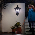 Solar Powered Wall Lanterns Outdoor, Dusk to Dawn Motion Sensor LED Sconce Lights Waterproof, Exterior Front Porch Security Lamps for Wall Mount Patio Fence Cold White Black