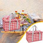 Large Picnic Basket Shopping Basket Camping Picnic Basket Travel Picnic Bag Portable Bento Bag Thermal Insulation Bag Red