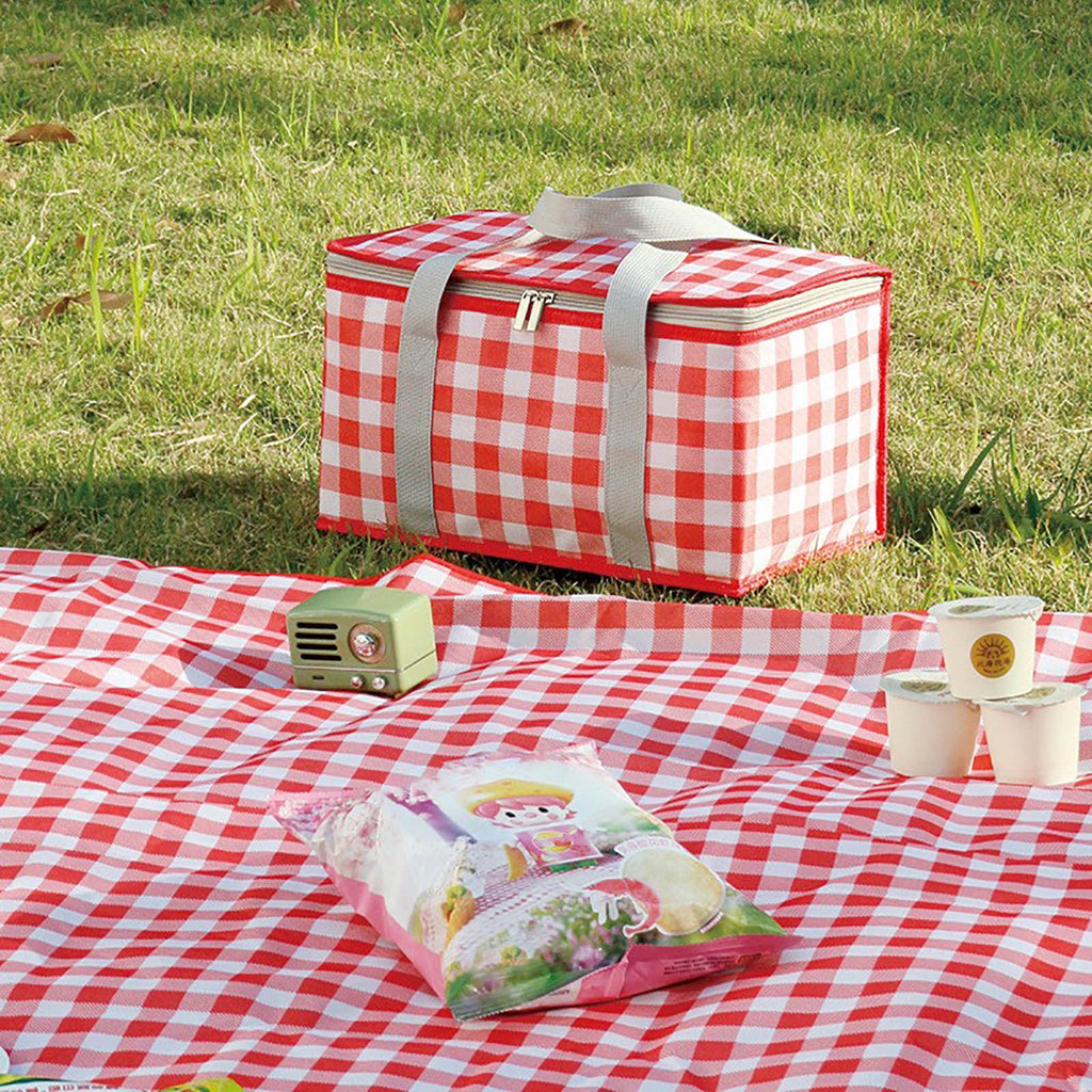 Large Picnic Basket Shopping Basket Camping Picnic Basket Travel Picnic Bag Portable Bento Bag Thermal Insulation Bag Red