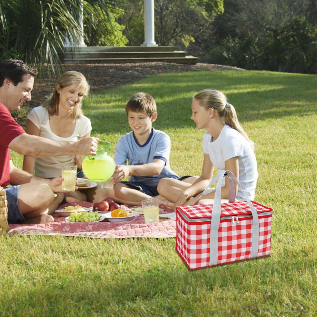 Large Picnic Basket Shopping Basket Camping Picnic Basket Travel Picnic Bag Portable Bento Bag Thermal Insulation Bag Red