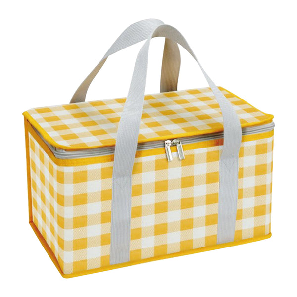 Large Picnic Basket Shopping Basket Camping Picnic Basket Travel Picnic Bag Portable Bento Bag Thermal Insulation Bag Yellow