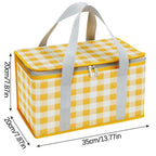 Large Picnic Basket Shopping Basket Camping Picnic Basket Travel Picnic Bag Portable Bento Bag Thermal Insulation Bag Yellow