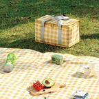 Large Picnic Basket Shopping Basket Camping Picnic Basket Travel Picnic Bag Portable Bento Bag Thermal Insulation Bag Yellow