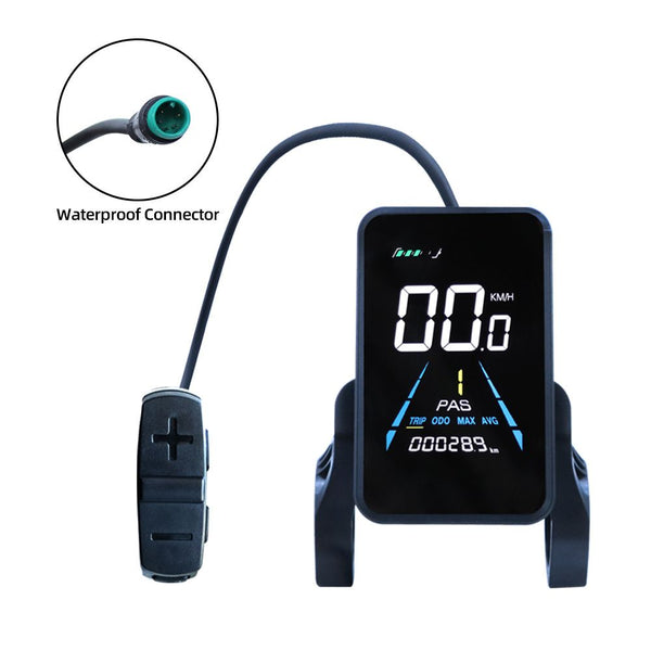 1 PCS Electric Bike Display Plastic+Metal 36V-72V Waterproof LCD Display NC-81F Electric Bike Panel Dashboard,Waterproof Connector, Black