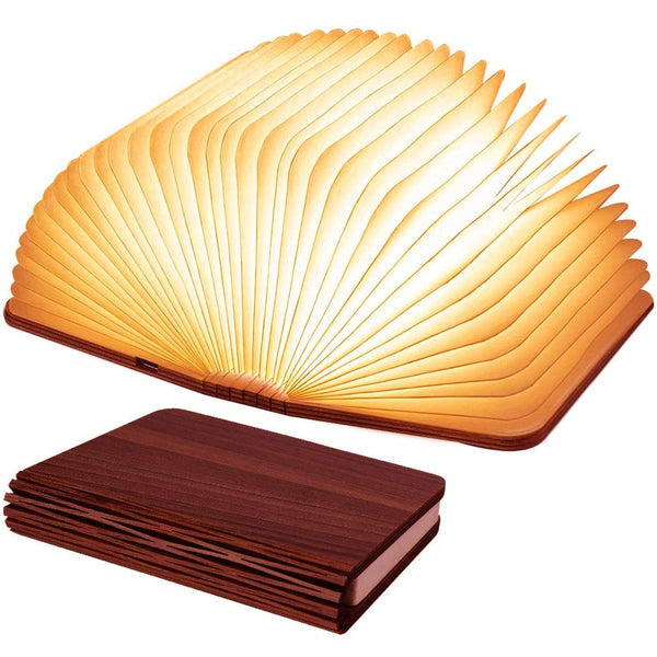 Wooden Book Lamp, Foldable Paper Books Light, Novelty Lighting 360° Bookshaped Night Light,  Paper Lantern for Bookish Decor & Book Lovers Gifts, Christmas Gifts Choice（10.5*14.5*3.8cm)
