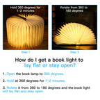 Wooden Book Lamp, Foldable Paper Books Light, Novelty Lighting 360° Bookshaped Night Light,  Paper Lantern for Bookish Decor & Book Lovers Gifts, Christmas Gifts Choice（10.5*14.5*3.8cm)