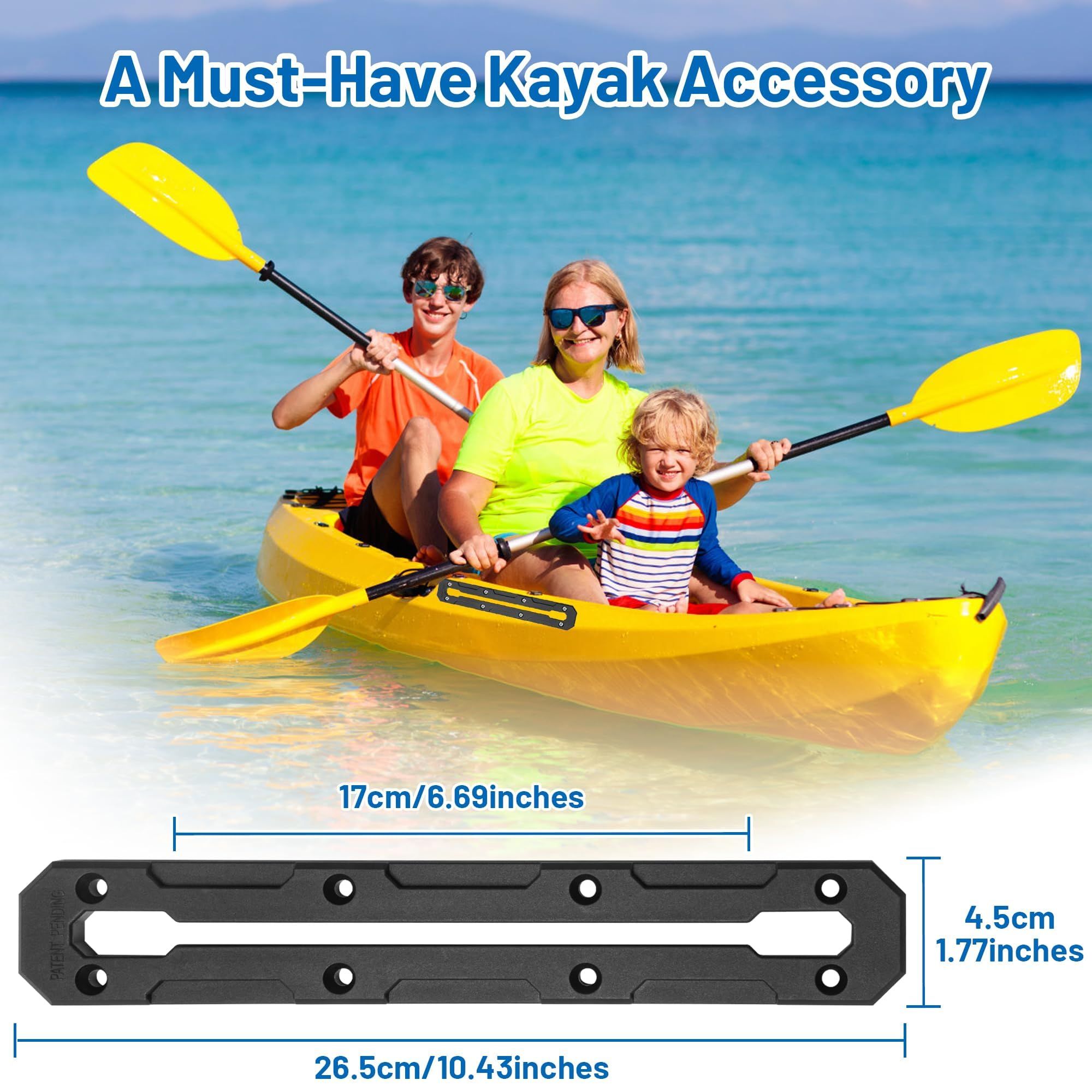 Kayak Track Mount, Kayak Rail Track, Kayak Low Profile Gear Track Accessories for Fishing Rod Holder, Cup Holder, Paddle Holders, Anchor Cleats (9 in, 4 Pieces)