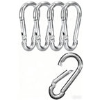 Carabiner Clip 5 Pack - Multipurpose Heavy Duty Snap Hooks -  Large Clips for Keys Hook（silvery，7.5*3.6cm)