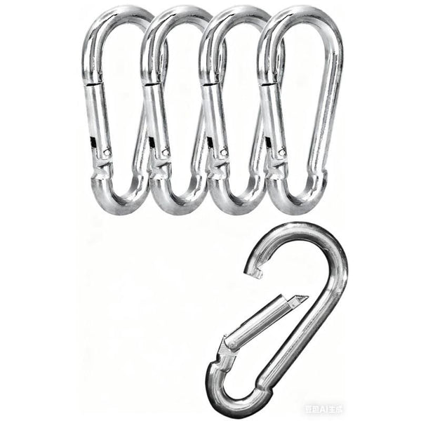 Carabiner Clip 5 Pack - Multipurpose Heavy Duty Snap Hooks -  Large Clips for Keys Hook（silvery，7.5*3.6cm)