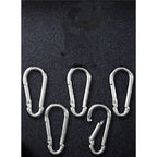 Carabiner Clip 5 Pack - Multipurpose Heavy Duty Snap Hooks -  Large Clips for Keys Hook（silvery，7.5*3.6cm)