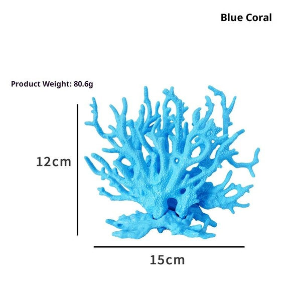 2pcs Artificial Aquarium Coral Ornament Plastic Fish Tank(White + Blue)