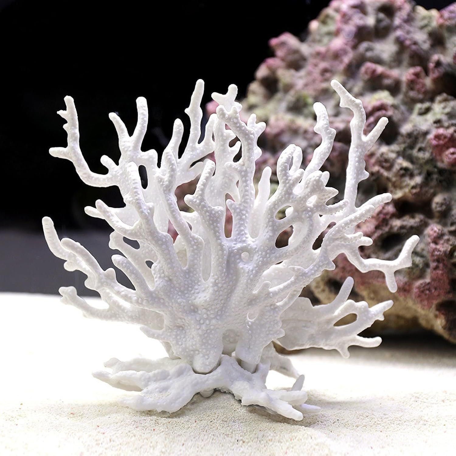 2pcs Artificial Aquarium Coral Ornament Plastic Fish Tank Plants Decoration for Aquarium Landscape （white+blue）