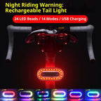 Bike Tail Light, Super Bright Cyclist Safety LED Warning Bike Flashlight,14 Modes Skateboard Light, Bicycle Rear Light Rechargeable & Waterproof, for Scooter Light Accessories