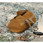 Tent Stakes Bag, Double Layer Tent Pole Pegs Storage Bag, Camping Accessories Large-Capacity Canvas Tool Bag with Zipper for Man Camping, Hiking (36cm Khaki)