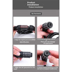 Bike Lock,  Bike Locks Cable, High Security 5 Digit Resettable Combination Coiling Bicycle Lock, Heavy Duty Anti Theft Cable Locks