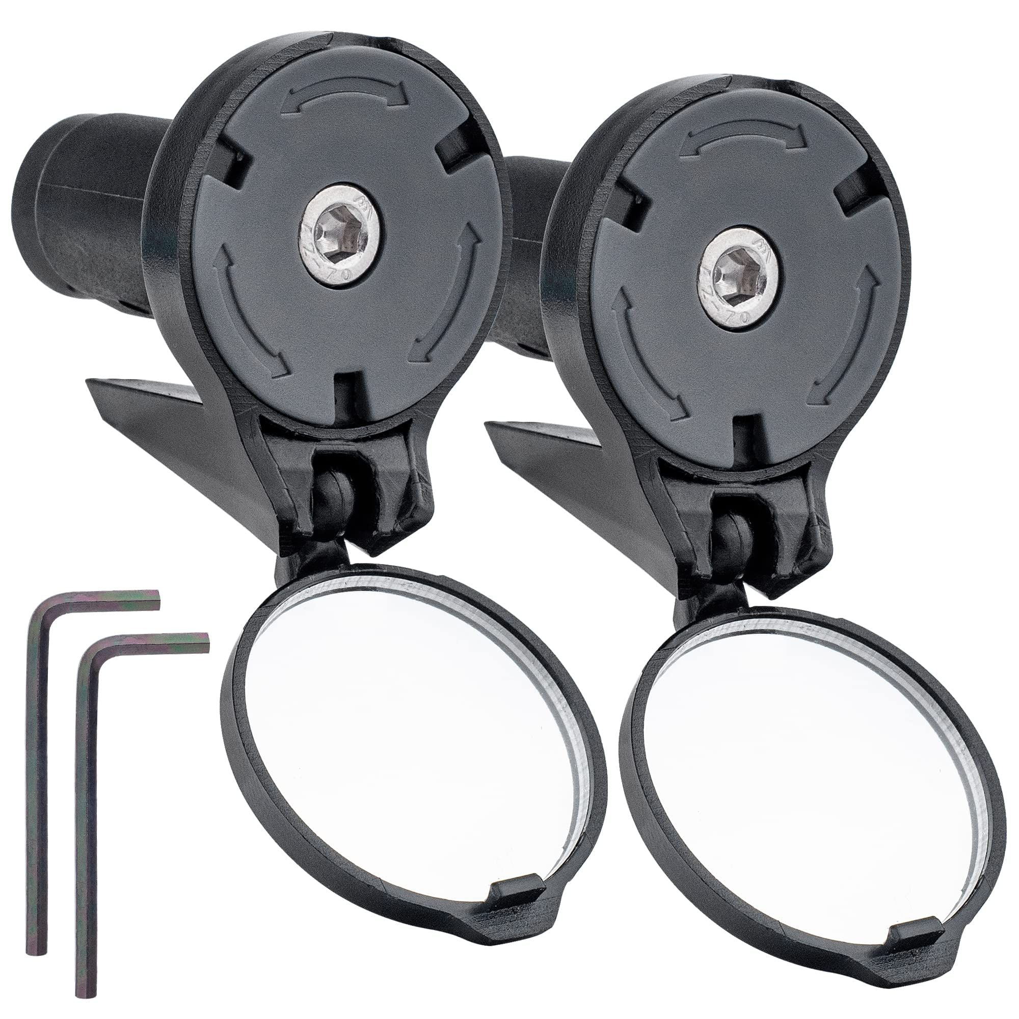 Bike Bar End Rear View Mirror 2 Pack - Adjustable HD Convex Glass Rearview Mirror for Road Bike Drop Bar End or Handlebar End of Mountain Bike, Bicycles, Scooters