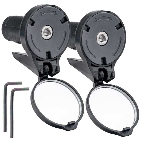 Bike Bar End Rear View Mirror 2 Pack - Adjustable HD Convex Glass Rearview Mirror for Road Bike Drop Bar End or Handlebar End of Mountain Bike, Bicycles, Scooters