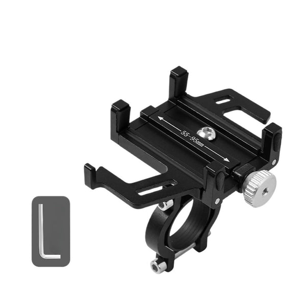Bike Phone Mount Holder, Aluminum Motorcycle Phone Holder Mount with 360° Rotation, Aluminum Alloy Five Claws Adjustable Road Bike Bracket(Black)