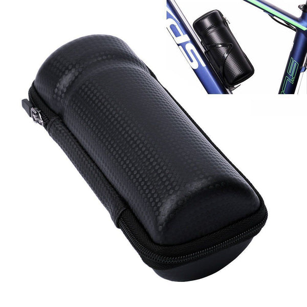 Waterproof Bike Tool Case - Cycling Storage Pouch for Mountain and Road Bikes - Hard Shell Zip Bag with Bottle Cage (Carbon Black)
