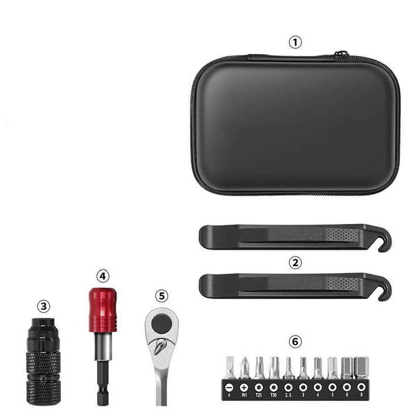 Bike Repair Tool Kit with 10 Magnetic Bits - Alloy Multitool for Bicycle, MTB, Road Cycling - Portable Multifunction Tool Set in One Safety Kit
