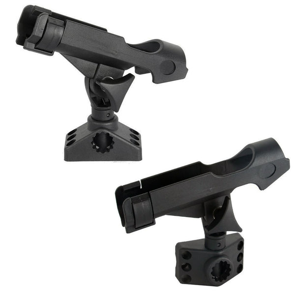 2 Pack Spinning Rod Holder with Side Deck Mount  Fishing Rod Holder Adjustable Fishing Boat Rod Holder, Black Finish