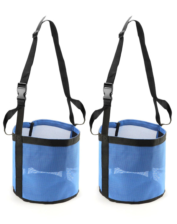 2 Pack Horse Feed Bag for Grain - Durable Mesh Grain Feeder with Adjustable Strap, Comfortable Neck and Nose Pad Horse Muzzle Feed Bag, (blue S size 21 * 18cm)