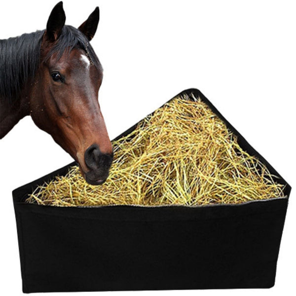 Horses Corner Feeder Deep Corner Hay Bag Goats Large Capacity Hay Feed Bags with Mesh Bottom and Snaps for Horse Trailer Stall,Black