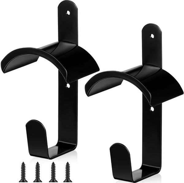 2pcs Horse Bridle Rack Wall Mount Black Metal Bridle Holder with Hook and Screws Bracket for Horse Barn Tack Room Stall Storage