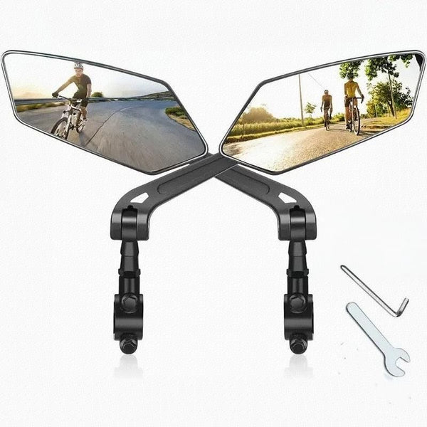 1 Pair Bike Mirror Handlebar [Left + Right], HD Glass Bicycle Mirror, 360° Rotatable Adjustable Shockproof Rearview Mirror, for E-Bike Mountain Bike Road Bike Electric Scooter