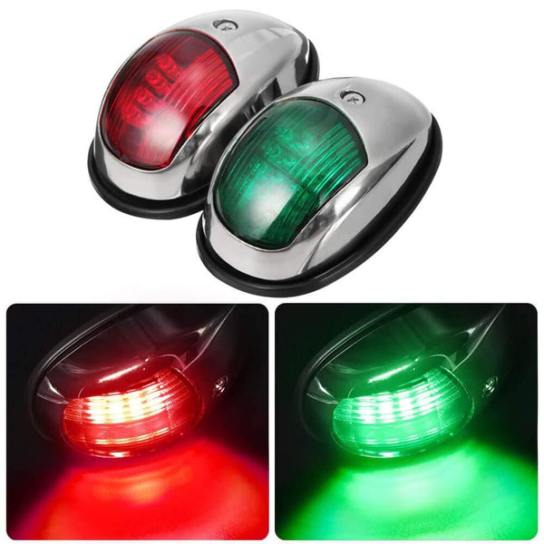 Boat Navigation Lights Red and Green Bow Light LED (1 Pair) (Vacuum Electroplate Silver)