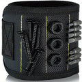 Magnetic Wristband by Wrap-It Storage - Black - Great Father Gift Wrist Magnet Tool Belt and Screw Holder（Black 5 rows with 10 magnets）Only wristband
