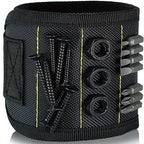 Magnetic Wristband by Wrap-It Storage - Black - Great Father Gift Wrist Magnet Tool Belt and Screw Holder（Black 5 rows with 10 magnets）Only wristband