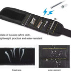 Magnetic Wristband by Wrap-It Storage - Black - Great Father Gift Wrist Magnet Tool Belt and Screw Holder（Black 5 rows with 10 magnets）Only wristband