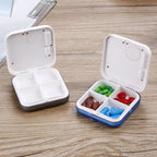 2pcs Pill Organizer,Portable Medicine Box Daily Medicine Organizer Box with Alarm Reminders-4 Compartment Medicine Pill Container Case