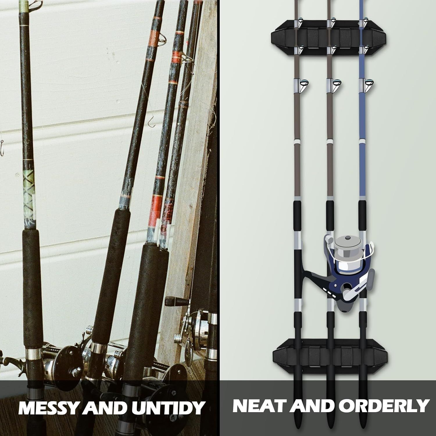 2 Pcs Magnetic Fishing Rod Holder for Car Fishing Pole Rack Vertical Rod Storage Holders for Truck Bed Boat Wall Garage Door