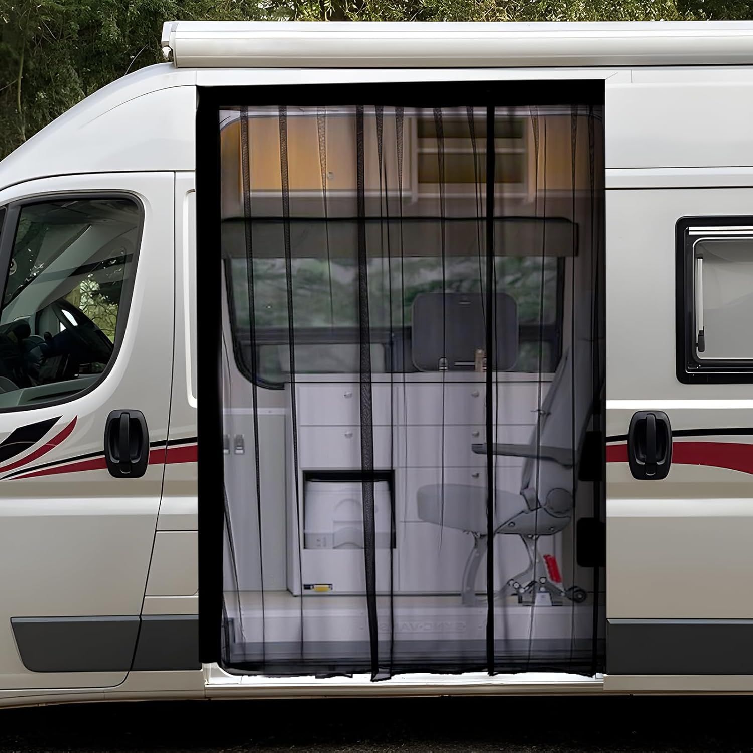 Screen  Sliding Door Van Screen Mesh Curtains Easy to Install and Remove, Universal Fly Screen  Campervans, 71"(H) x 59"(W)