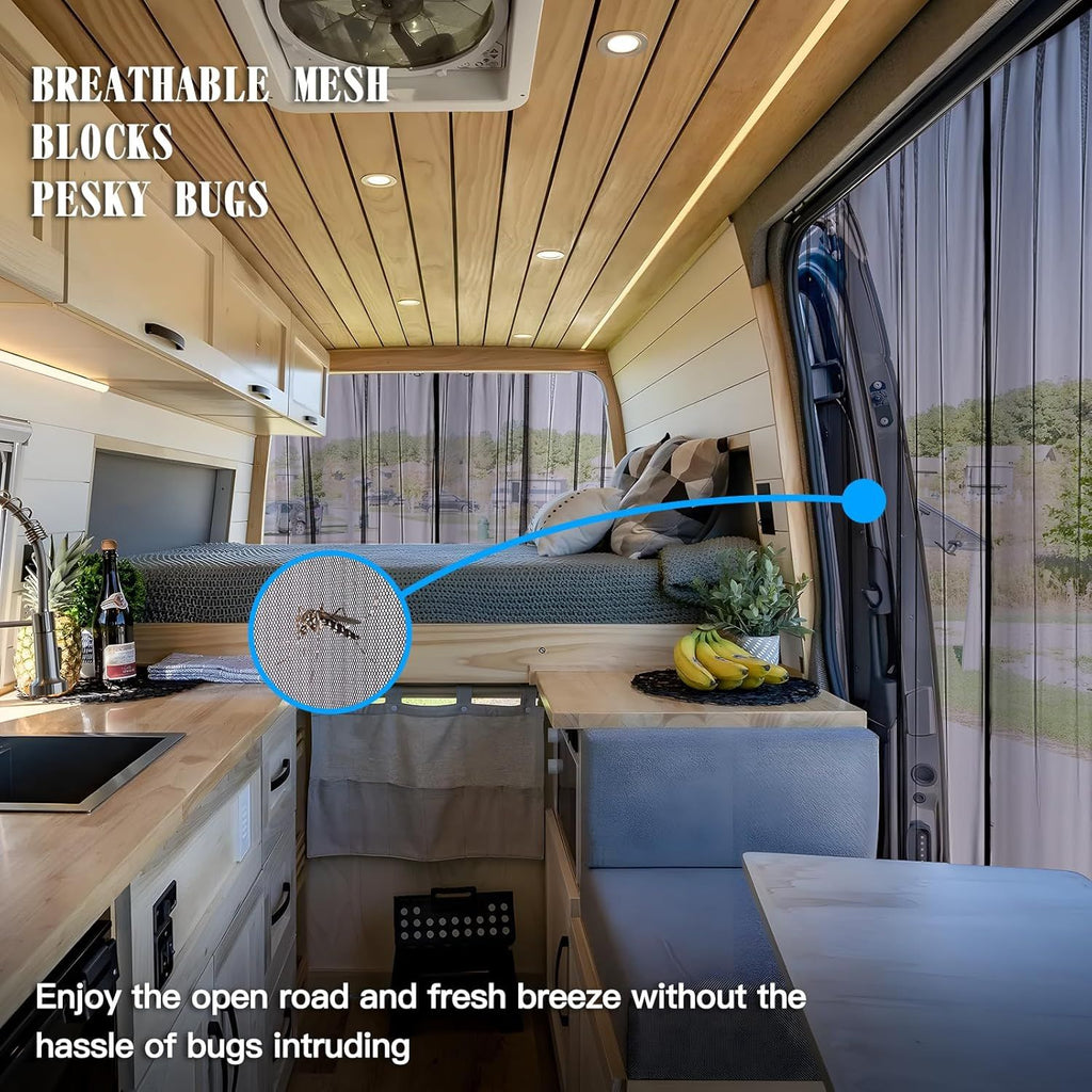 Screen  Sliding Door Van Screen Mesh Curtains Easy to Install and Remove, Universal Fly Screen  Campervans, 71"(H) x 59"(W)