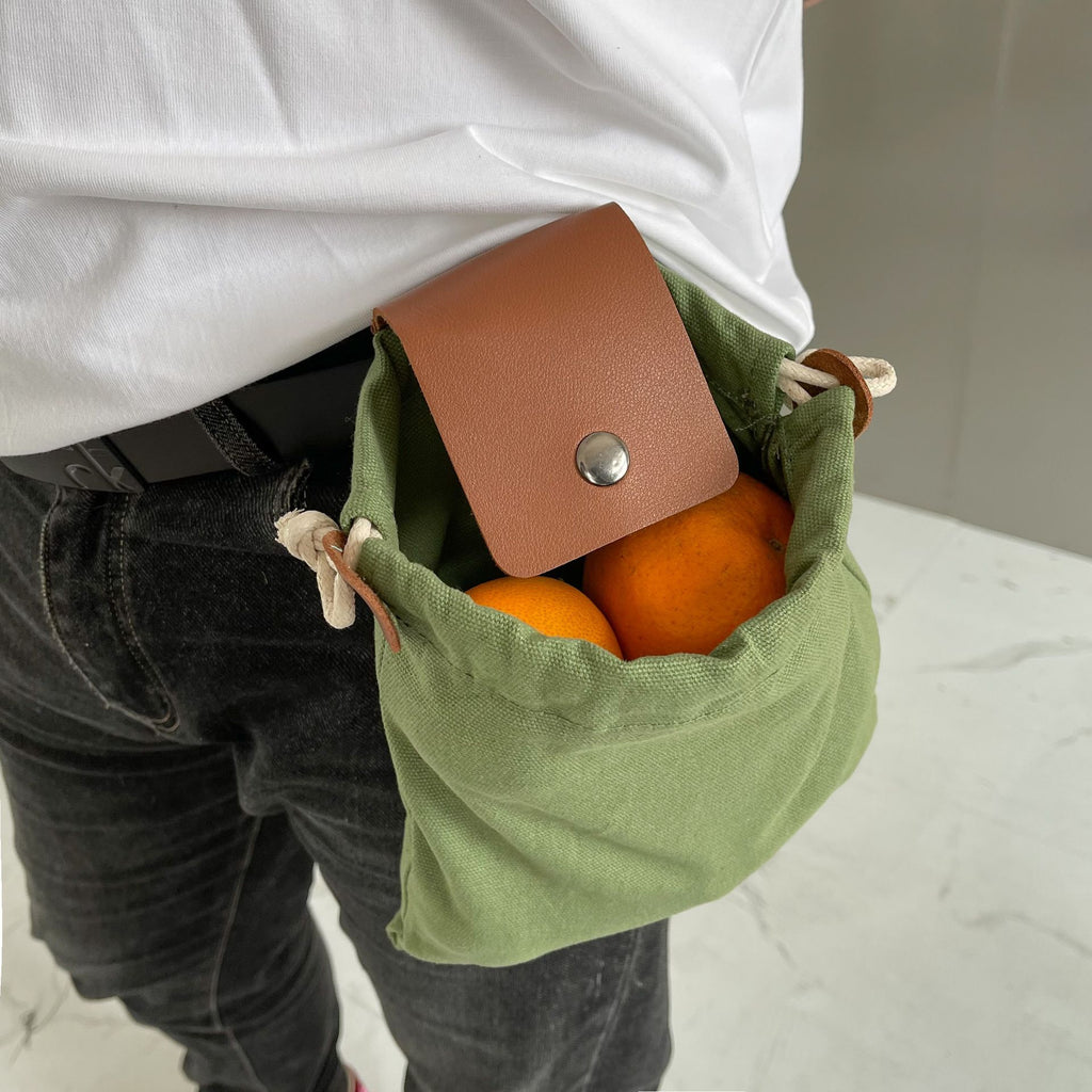 Foraging Bag Canvas Foldable Outdoor Camping Foraging Bag Mushroom Storage Jungle Craft Belt Fire Seed Pouring Bag Travel Camping Hiking Bag (Green)