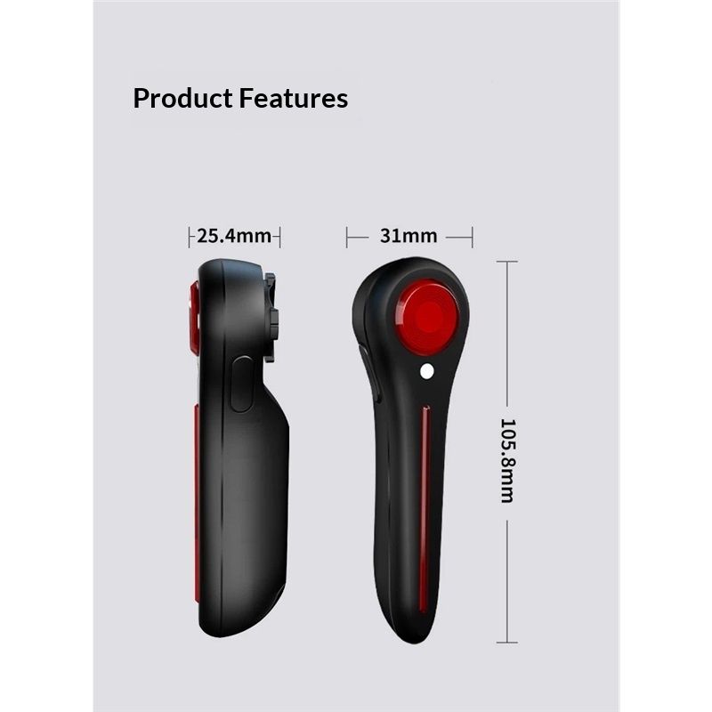Bike Tail Light Smart - with Brake/Light Sensor, USB Rechargeable, IP64 Waterproof, 6Light Modes Bicycle Taillight for Night Riding, Super Bright Rear Bike Light （black）