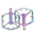 Road/Mountain Bike Pedals - 3 Bearings Bicycle Pedals -  Machined Flat Pedals with Removable Anti-Skid Nails（10.5*9.9cm)