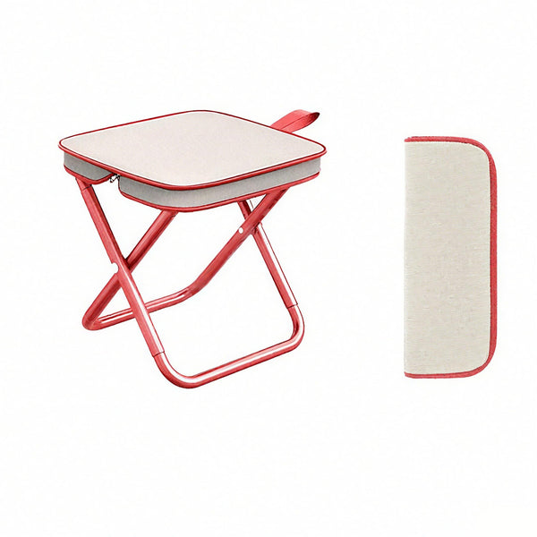 Camping Stool Portable Folding Stool with Carry Bag   Portable Stool for Camping Fishing Hiking BBQ Red (thickened carbon steel pipe - thickened chair surface)