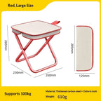 Camping Stool Portable Folding Stool with Carry Bag   Portable Stool for Camping Fishing Hiking BBQ Red (thickened carbon steel pipe - thickened chair surface)