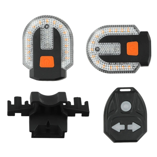 4Pcs USB-charging Bike Turn Signal Taillight with Alarm and Remote Control