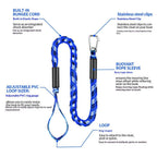 Bungee Dock Lines for Boats 4 ft, Heavy-Duty Elastic Anchor Rope with Hooks, Secure Boat Dock Lines, Jet Ski Mooring  Tie Downs (Blue,Black&White, 2 Pack)